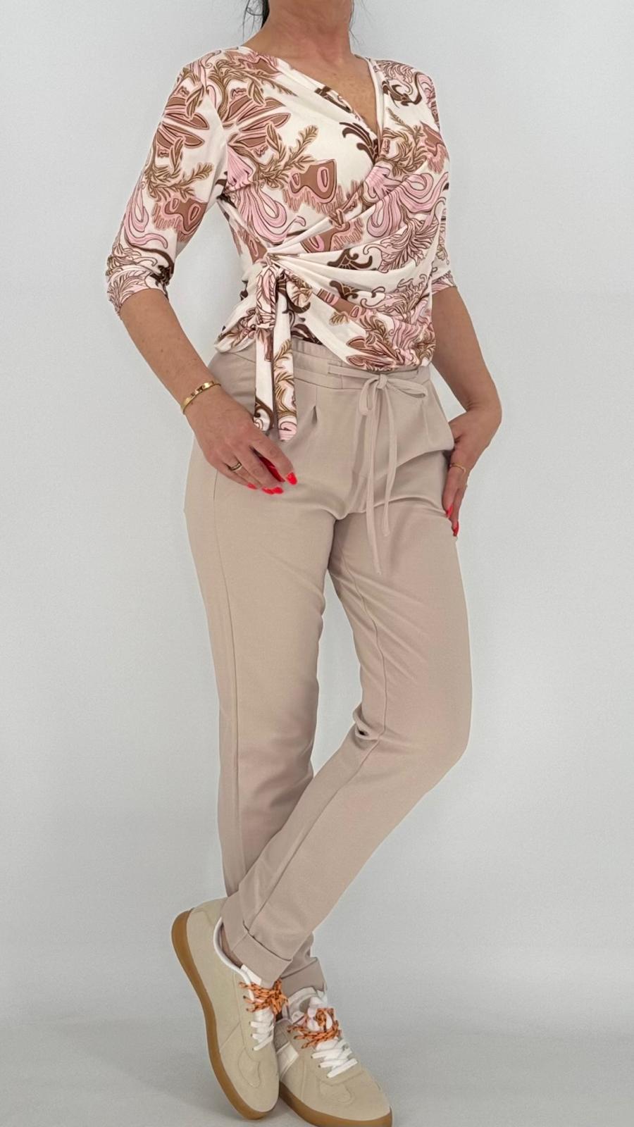 Bluse Muster, creme/beige/rosa