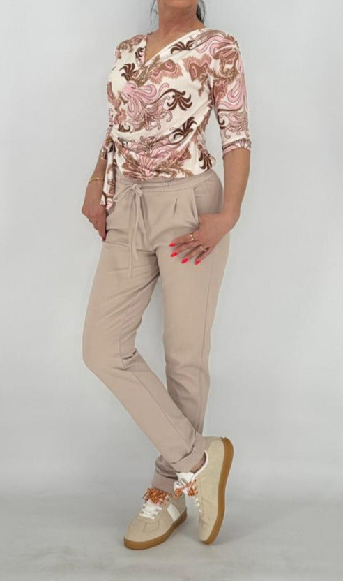 Bluse Muster, creme/beige/rosa