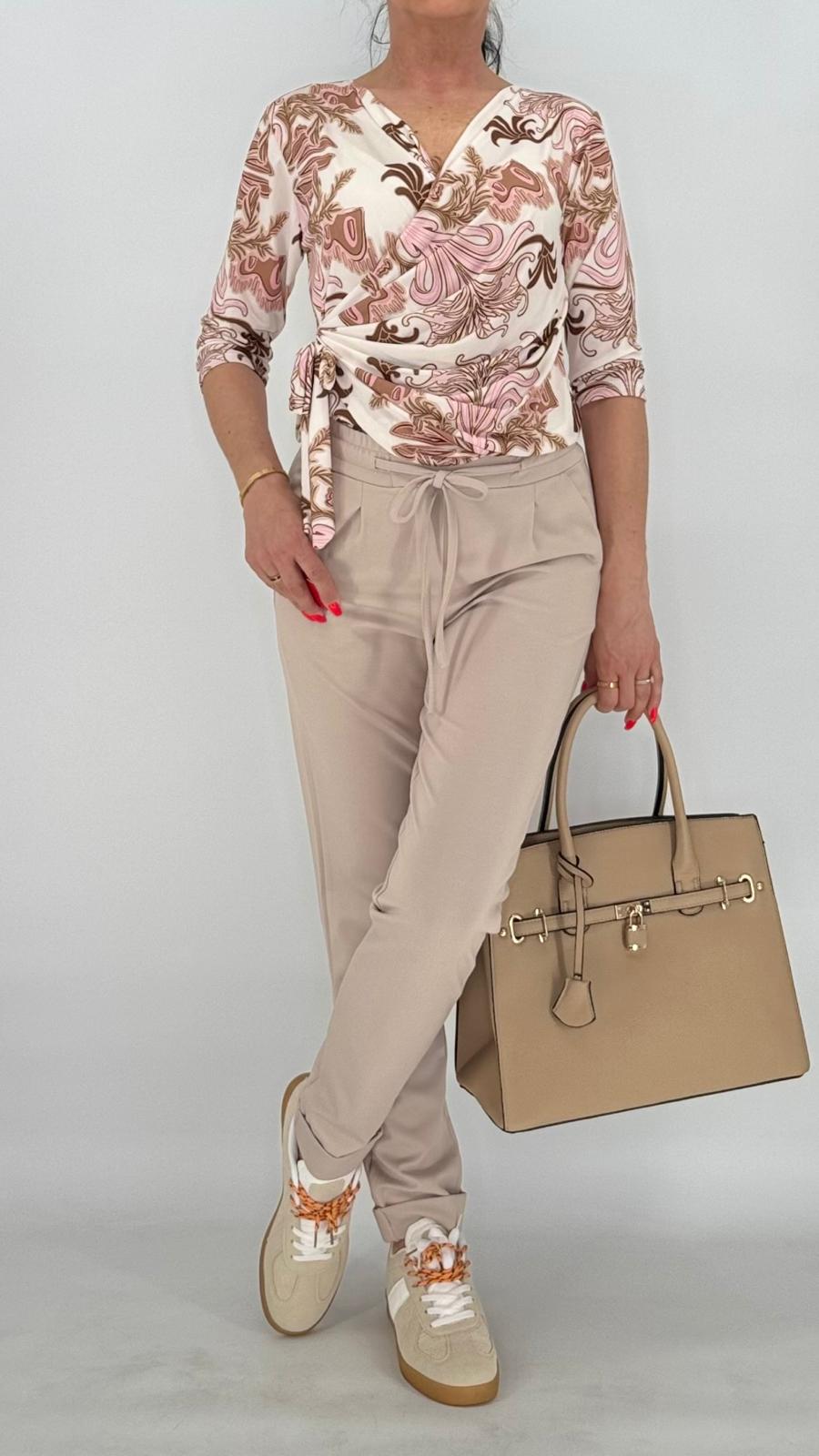 Bluse Muster, creme/beige/rosa