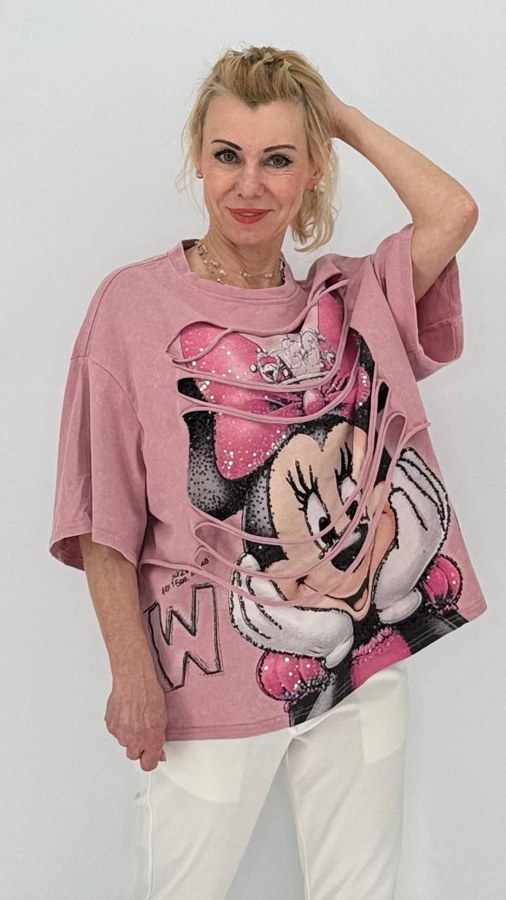T-Shirt "Minnie Mouse", rosa, creme