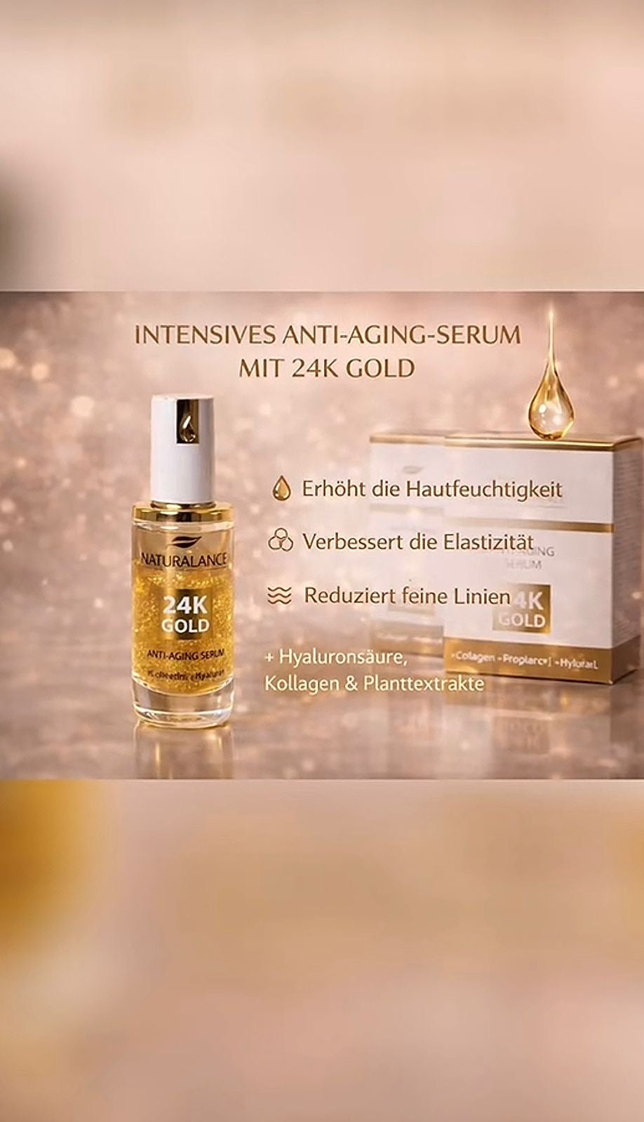 Naturalance Anti-Age 24K Gold Serum mit Hyaluron & Kollagen