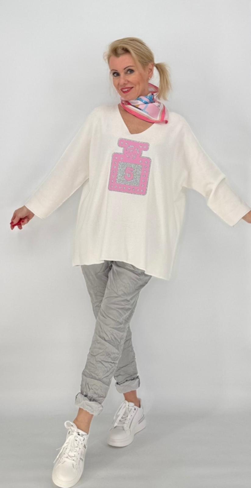Pullover in weiß, Parfüm