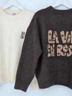 Pullover "La vie en rose", creme, braun