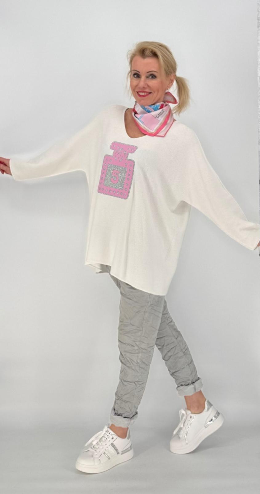 Pullover in weiß, Parfüm