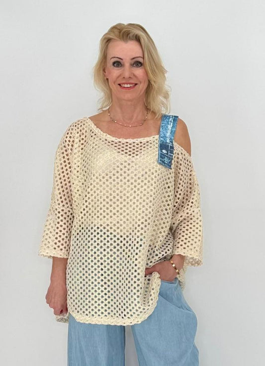 Netz Shirt in Beige