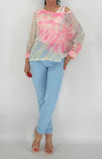 Netz Shirt in regenbogenfarben