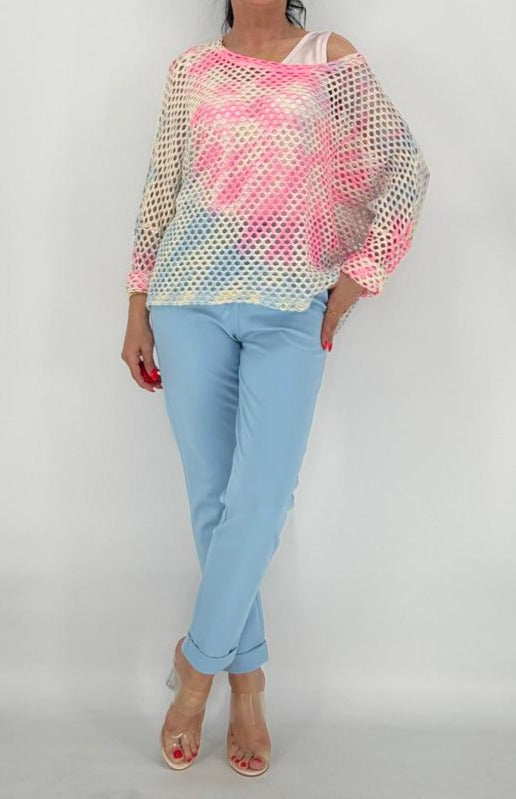 Netz Shirt in regenbogenfarben