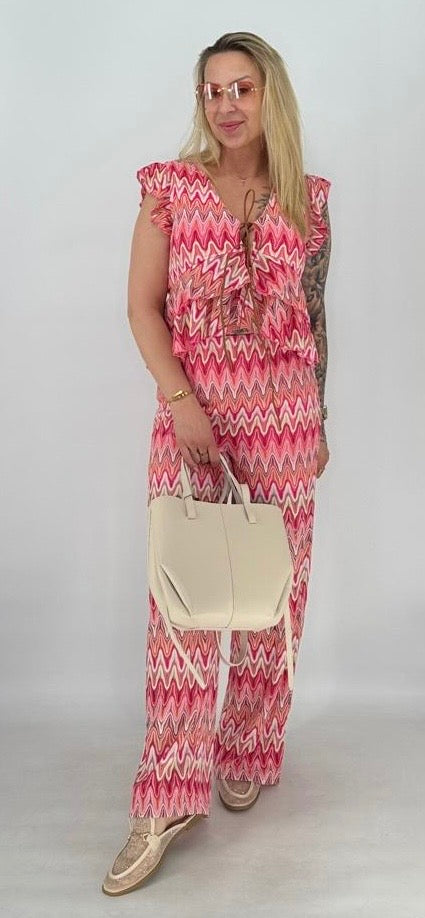 Damen Set : Hosen und Top, rosa, türkis
