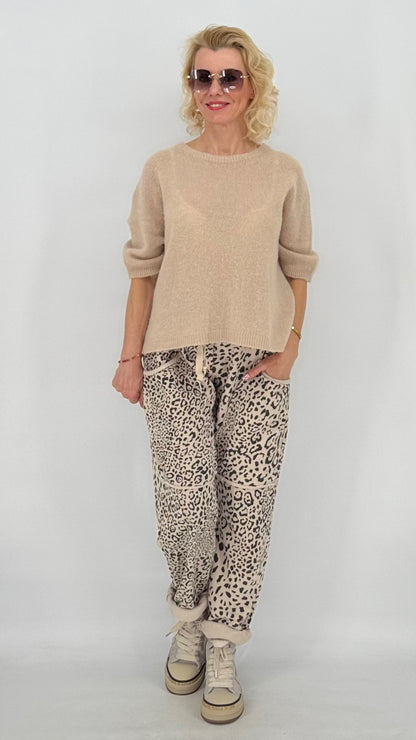 Jogpants Hose "Leo", beige/schwarz