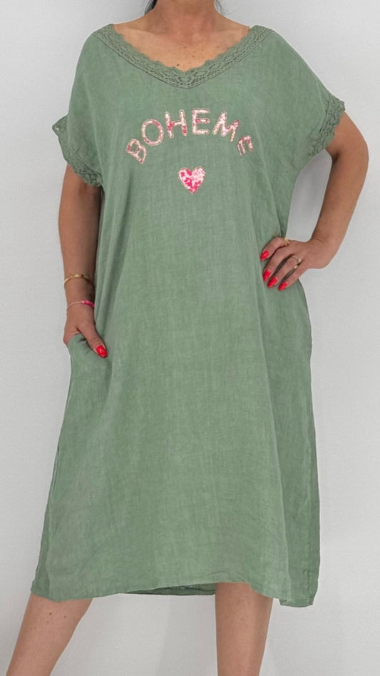 Leinen Kleid "Toma", khaki