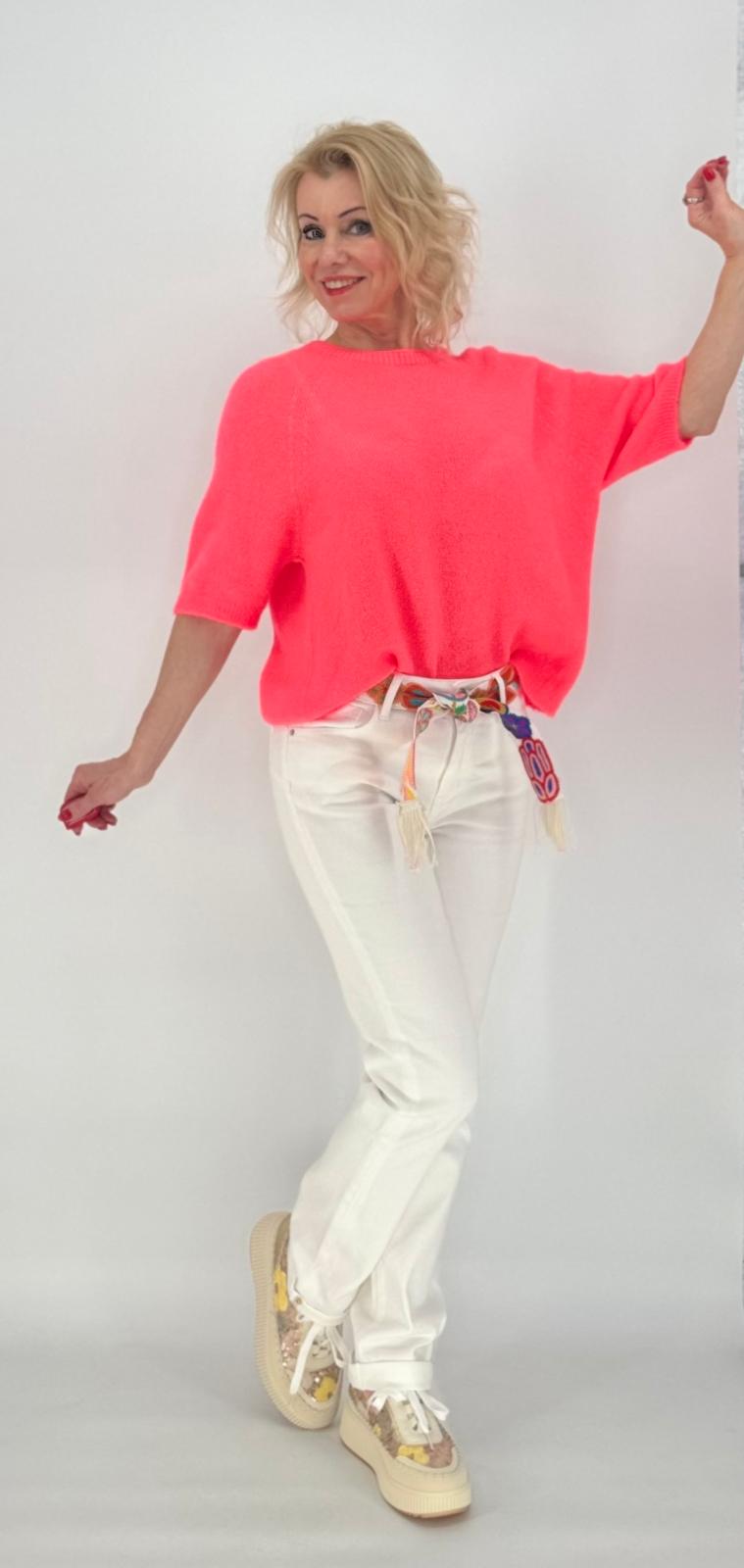 Pullover ESViViD Baby Alpaca Neonrosa kurzarm