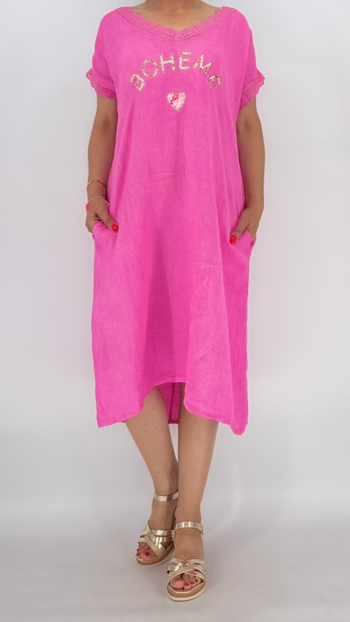 Leinen Kleid "Toma", pink
