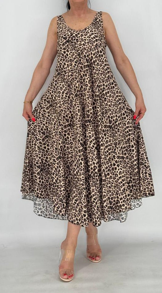 Maxi Kleid 100% Viscosa, leo