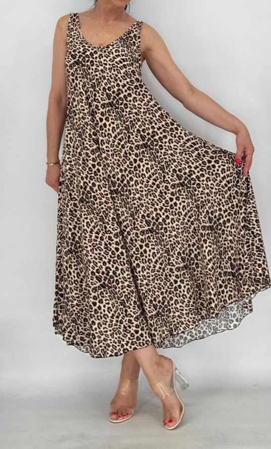 Maxi Kleid 100% Viscosa, leo