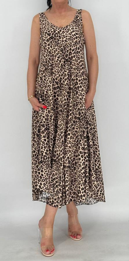 Maxi Kleid 100% Viscosa, leo