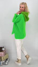 Sweatshirt "SELF" mit Kapuze, orange, grün, beige