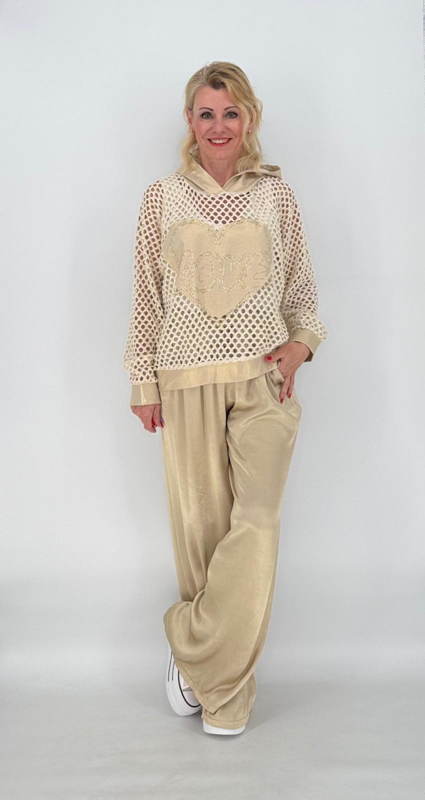 Netz Shirt mit kapuze in Beige