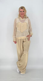 Netz Shirt mit kapuze in Beige