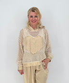 Netz Shirt mit kapuze in Beige