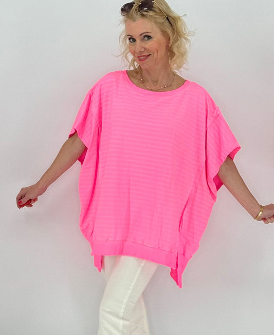 Esvivid T-Shirt neonrosa gestreift