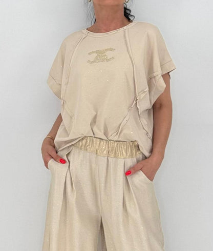 T-Shirt aus Baumwolle, beige