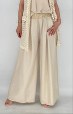 Hose aus Viskose  glitzer-effekt, beige