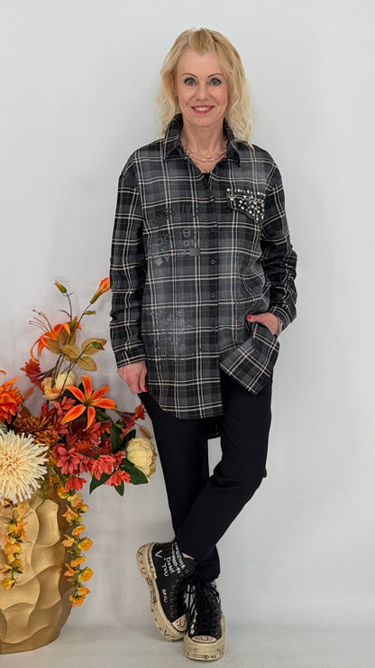 Long- Hemd 100% Baumwolle, grau