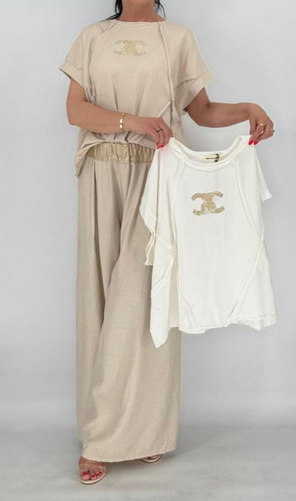 T-Shirt aus Baumwolle, beige