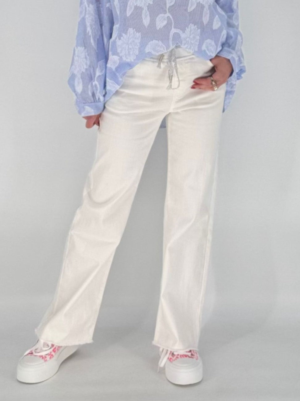 Hose mit elastischem Bund, weiß