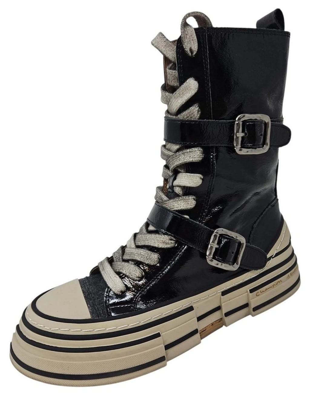 Leder Sneaker Rebecca White, Lackleder in schwarz