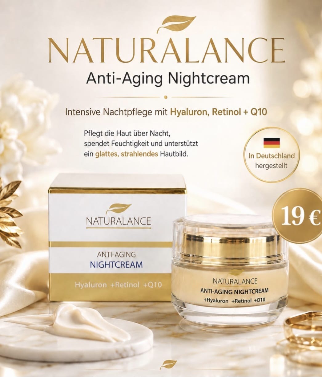 Naturalance Anti-Age Nachtcreme mit Hyaluron, Retinol, Q10