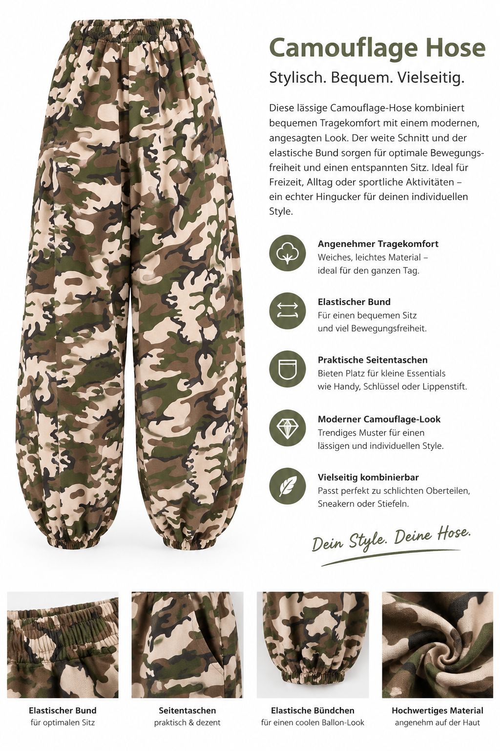 Camouflage-Hose in Beige