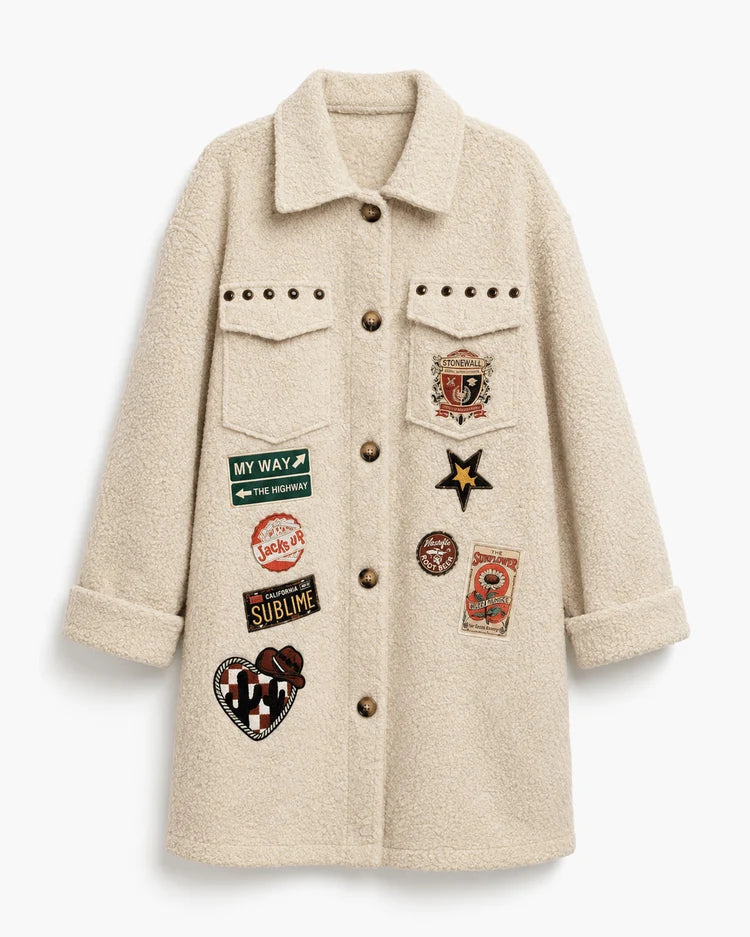 Kuschelige Statement-Jacke mit Patches