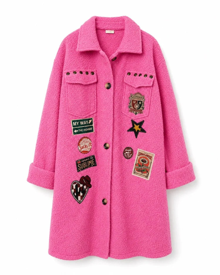 Kuschelige Statement-Jacke mit Patches