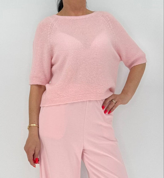 Pullover ESViViD Baby Alpaca rosa kurzarm
