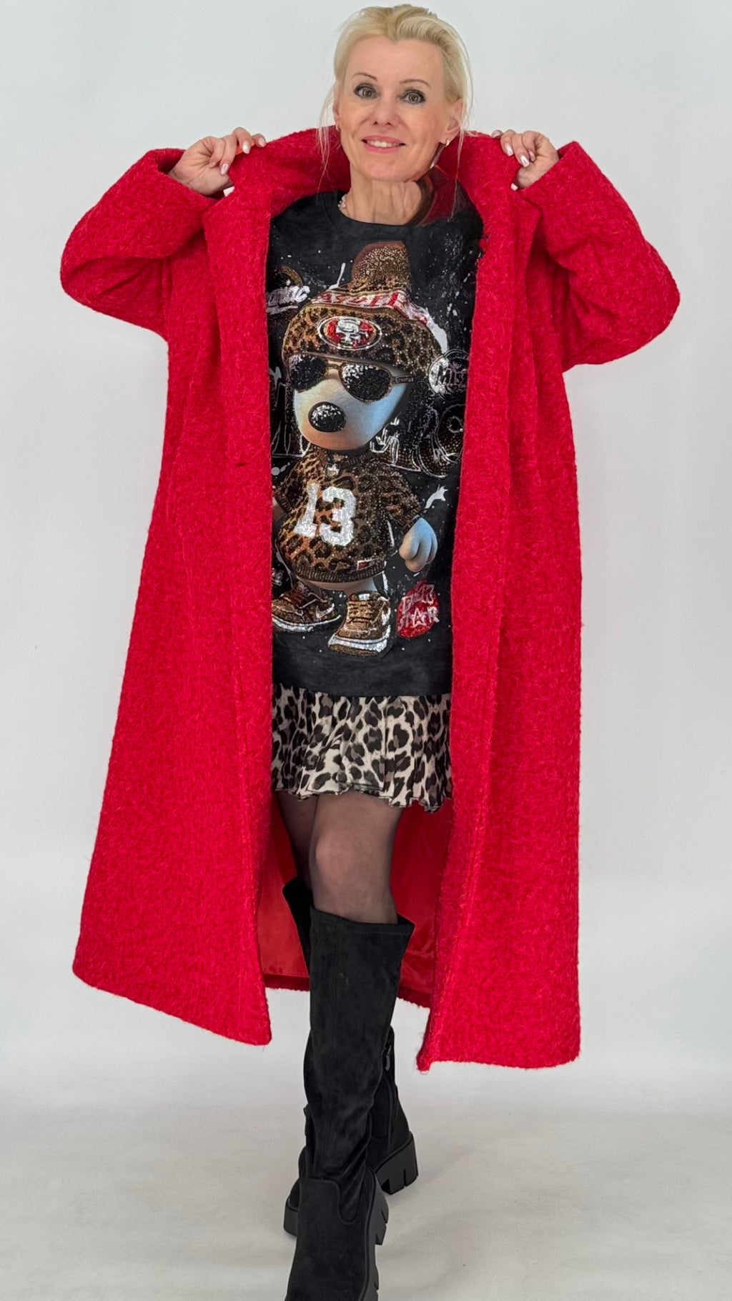 Oversized Sweatshirt mit Statement-Print, Braun