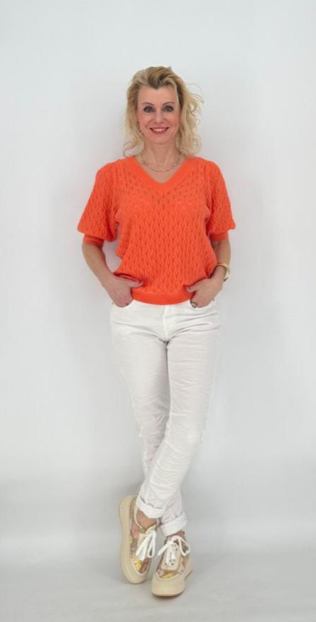Pullover kurzarm orange