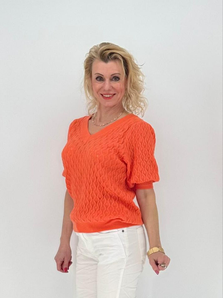 Pullover kurzarm orange