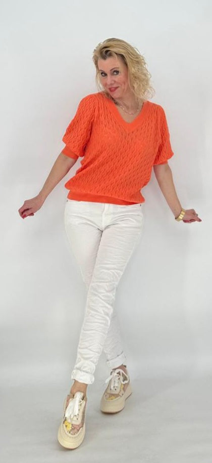 Pullover kurzarm orange