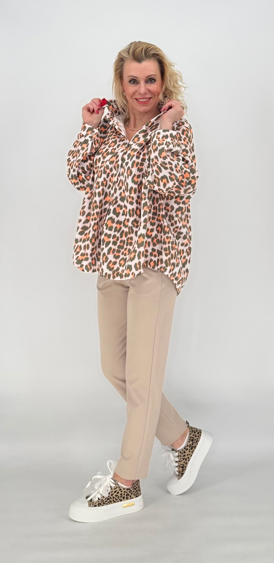 Bluse 100% Baumwolle "Leo" grau