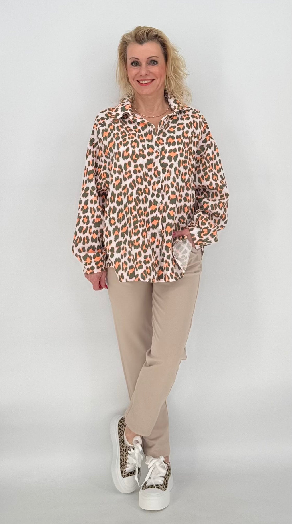 Bluse 100% Baumwolle "Leo" grau