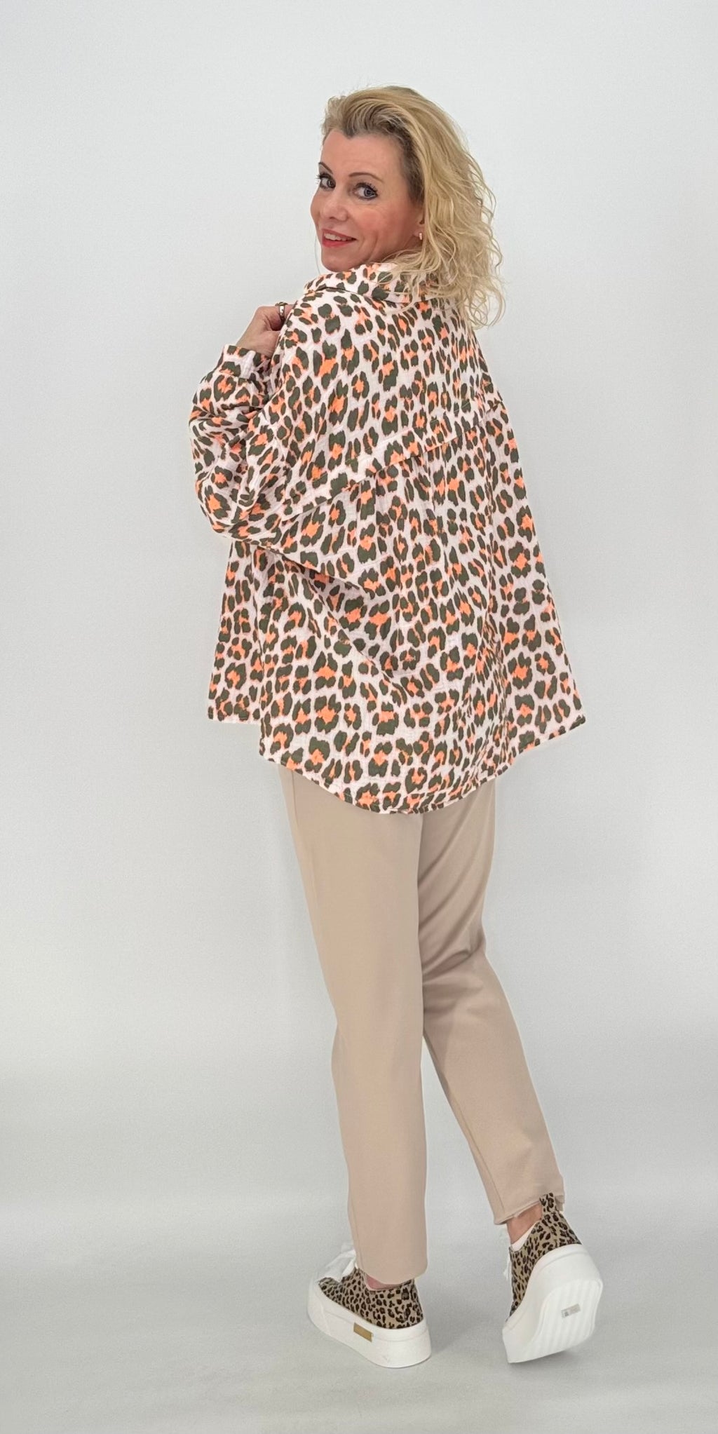 Bluse 100% Baumwolle "Leo" grau