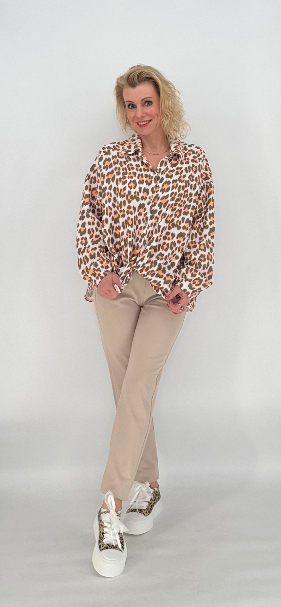 Bluse 100% Baumwolle "Leo" grau