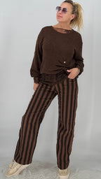 Zac&Zoe Gestreifte Jeans, braun