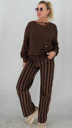 Pullover mit Mesh-Shirt und Brosche, schwarz, braun, beige