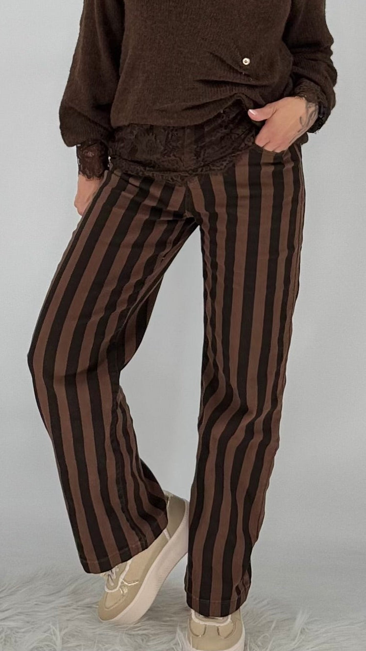 Zac&Zoe Gestreifte Jeans, braun