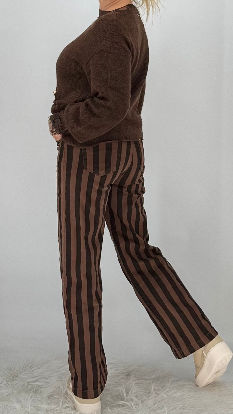 Zac&Zoe Gestreifte Jeans, braun