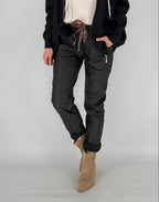 Lederimitat Hose, schwarz