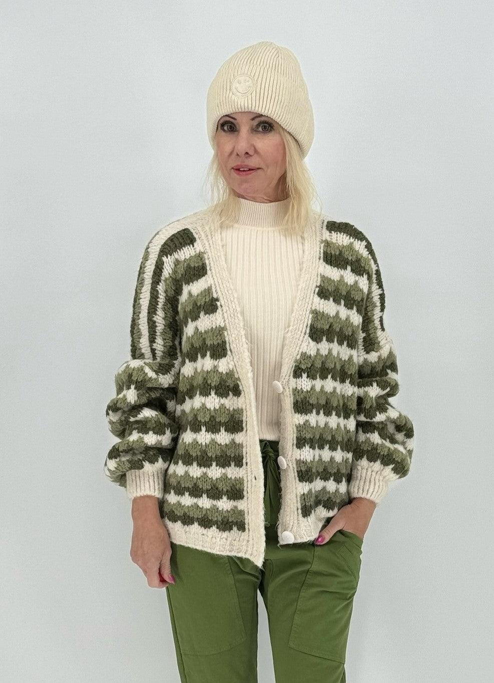 Strickjacke beige/grün