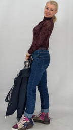 Elegantes Mesh-Shirt Damen, bordo